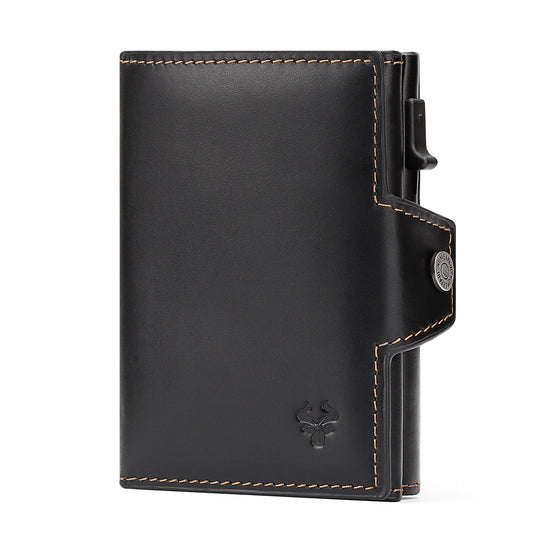 HUMERPAUL Smart Pop Up Card Wallet for Men RFID Genuine Leather Card Case Slim Women Zip Coin Purse with Notes Compartment