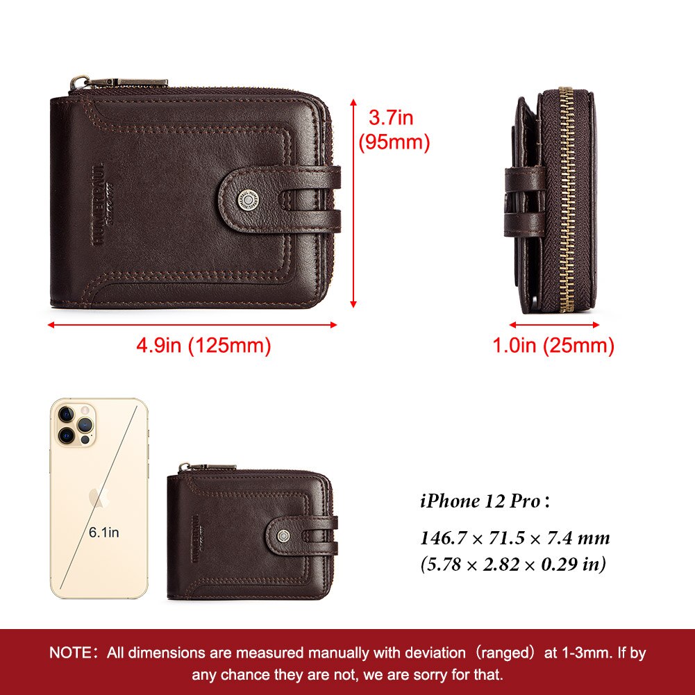 Classic Style Wallets for Men Short Genuine Leather Male Coin Pocket Multi Function RFID Credit Card Holder with ID Window