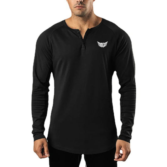 Spring Autumn Muscleguys Fashion Silm Fit Long Sleeve T shirt Men Cotton Gym Clothing Mens Fitness T-shirt Sports Tee shirt
