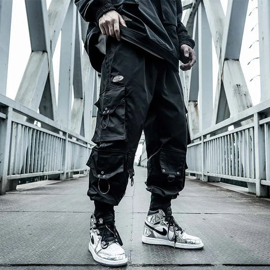 HOUZHOU Black Cargo Pants Men Joggers Hip Hop Techwear Pants Hippie Cargo Trousers for Men Streetwear Plus Size Pockets Oversize
