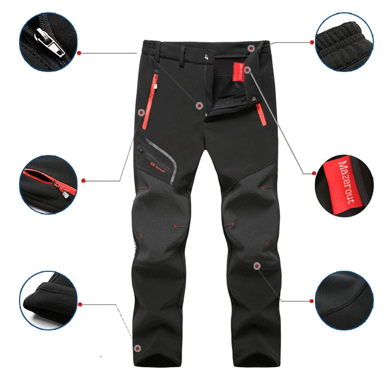 Man Winter Waterproof Outdoor Jackets Fishing Hiking Camping Pants Climbing Trekking Skiing Trousers Fleece Softshell Tracksuits