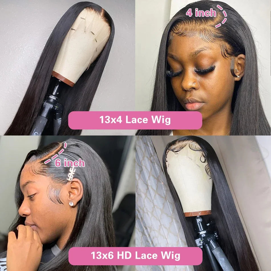 HD Transparent 13x4 13x6 Straight Lace Front Wig Brazilian Pre Plucked Lace Frontal 100% Human Hair Wigs For Women 4x4 5x5 Wig