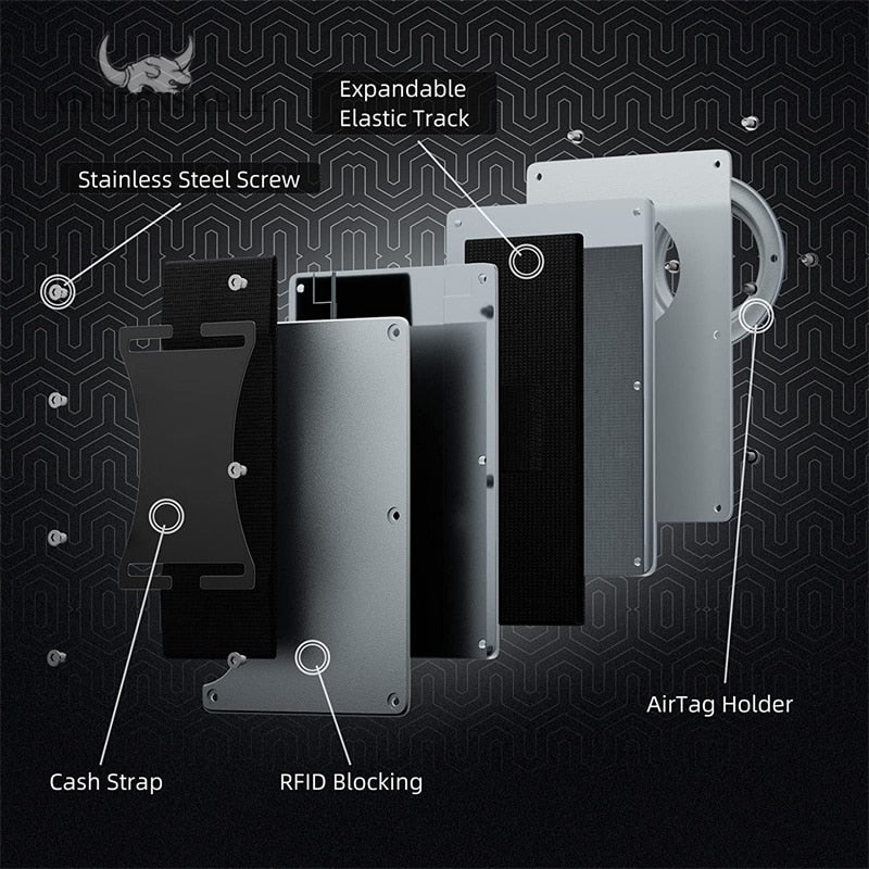 Airtag Apple Card Holder Rfid Aluminum Case Metal Wallet Credit ID Men Slim Business Cardholder Cash Strap Air Tag Carbon Fiber
