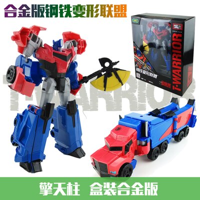 Megaman Transformers Leader&#39;s Challenge Alloy Megatron Optimus Prime Bumblebee Drift Crossbolt Iron Fist Steel Cable Kids Gift