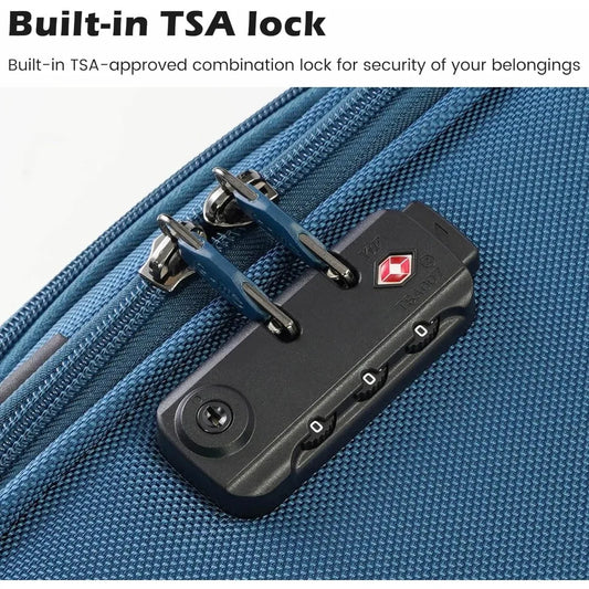 Luggage 4 Piece Set Suitcase Spinner TSA Lock Softshell lightweight (blue+sliver)