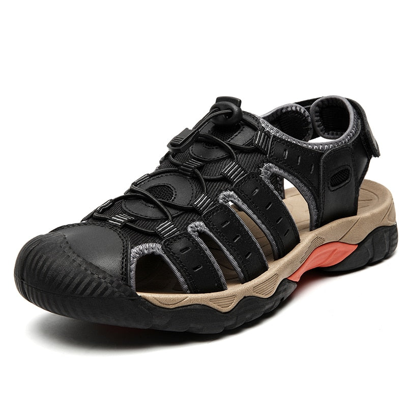 New Men&#39;s Sandals Soft Genuine Leather Sandals Shoes Men Large Size Outdoor Summer Shoes Comfort Beach Sandals Roman Men Shoes