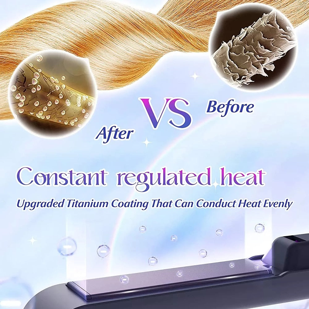 Flat Iron 2 IN 1 3D Floating Plate Roller 5000mah Wireless Hair Straightener Portable Cordless Curler Fast Heating Dry Wet Uses