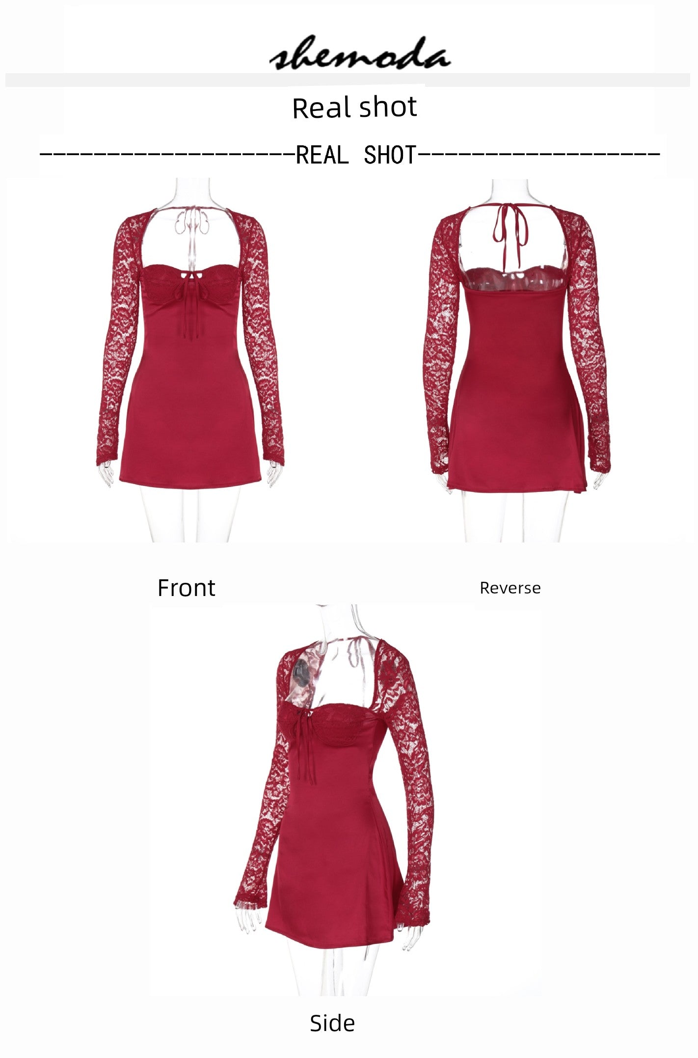 Shemoda Tether Sexy High Waist Long Sleeves Dress