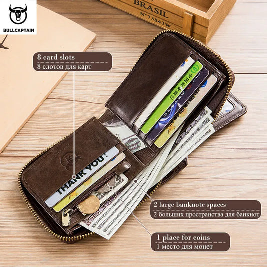 BULLCAPTAIN Brand Men's Wallet Genuine Leather Purse Male Rfid Wallet Multifunction Storage Bag Coin Purse Wallet's Card Bags