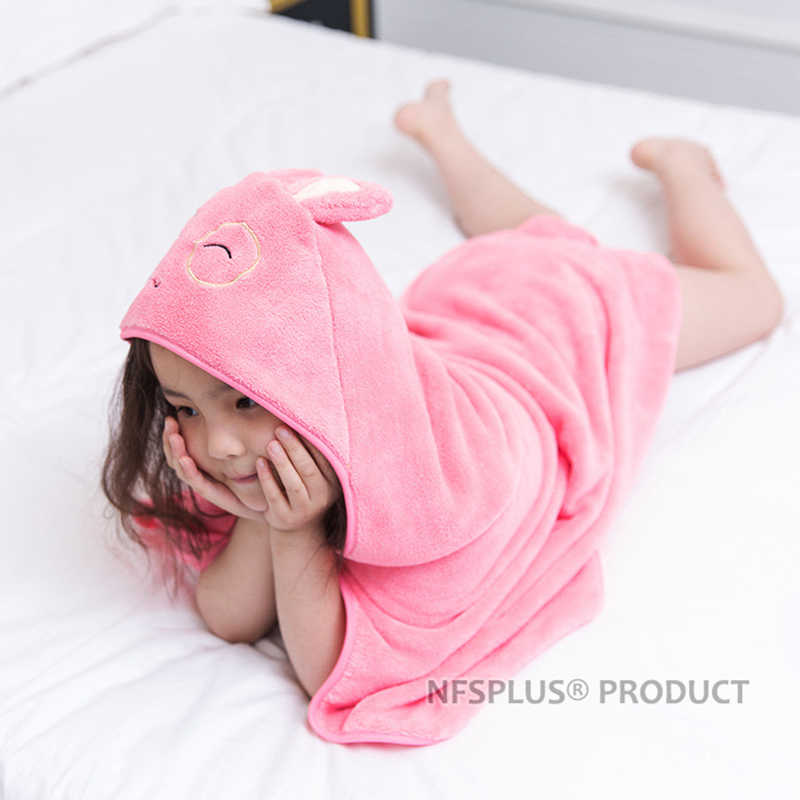 Velvet Baby Hooded Bath Towel for Kids Children Cute Rabbit Duck Beer Styles Poncho Bathrobe Bath Robe Travel Beach Towel