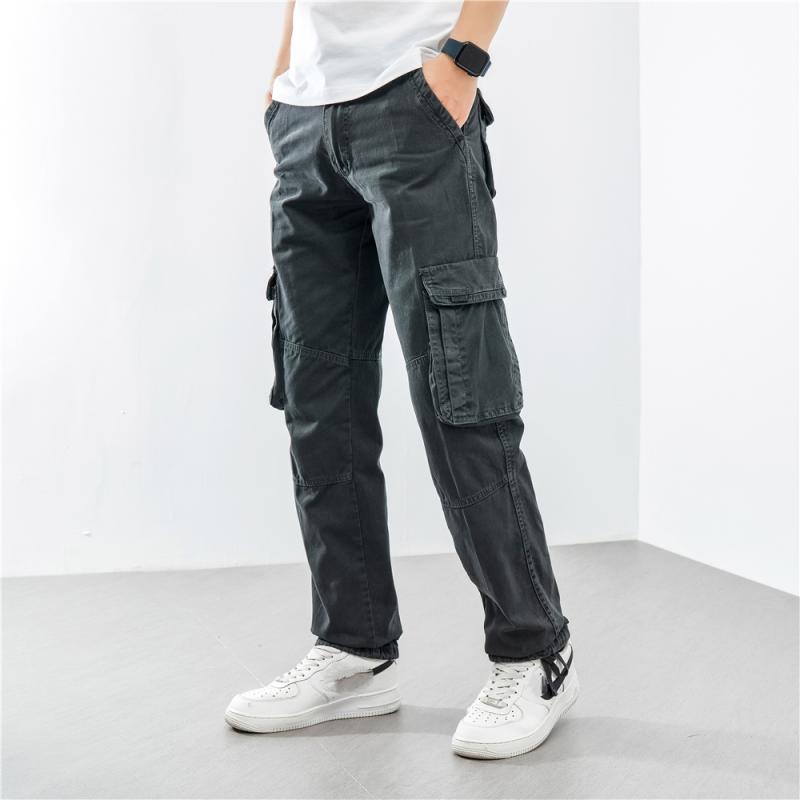 Cargo Pants Men Safari Style Multiple Pockets Causal Pants Mens Cotton Loose Trousers Military Solid Color Full Length Trousers