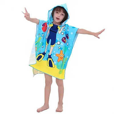 Baby Hooded Bath Towel Poncho Children Kids Bathrobe Towels Bath Robe Quick Dry Absorbent Microfiber Travel Sports Beach Towel