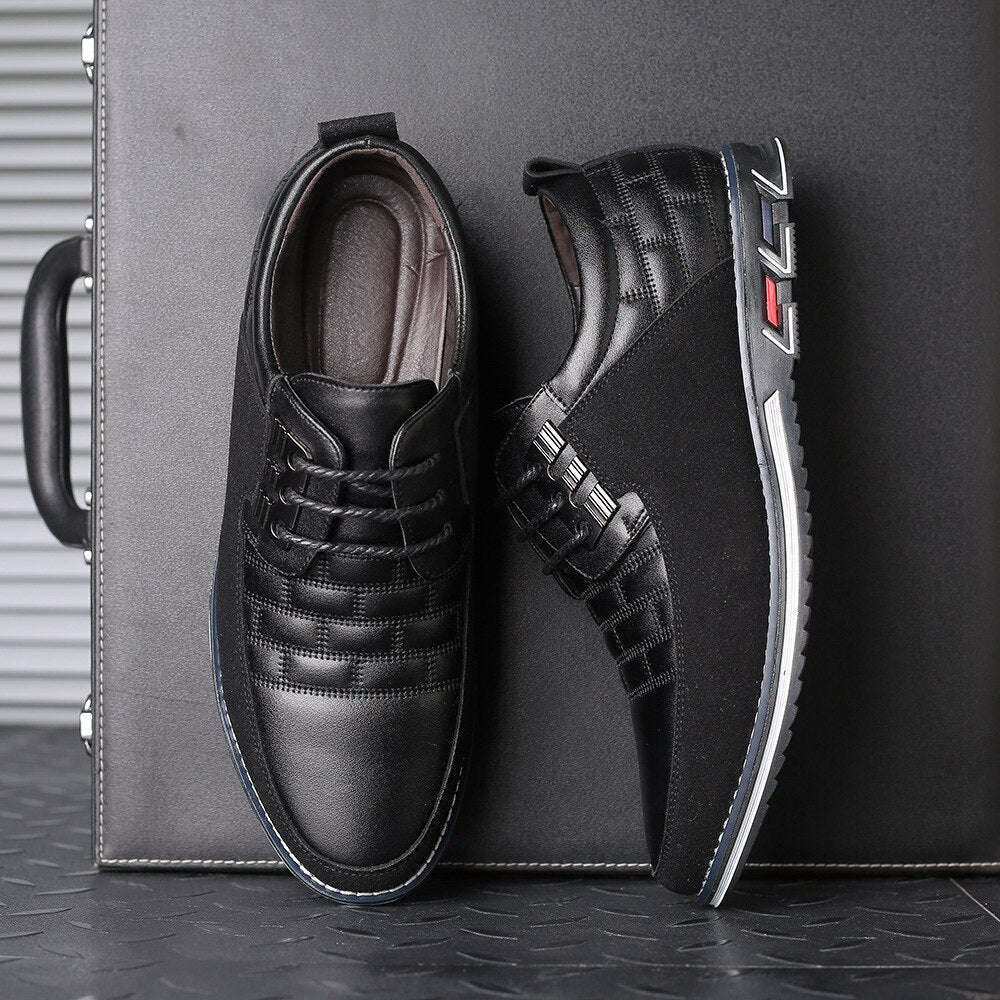 Men Shoe Sneakers Shoes Fashion Brand Classic Lace-Up Mens Casual Loafers PU Leather Black Breathable Business Brands Sneaker