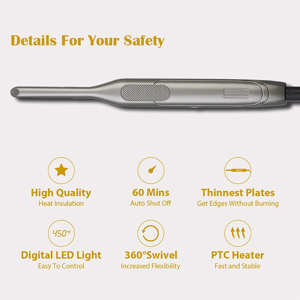 2 in 1 Flat Iron for Short Hair Wand Roller Professional Curling Anti-slip Design LED Ceramic Beard Straightener Styling Tools
