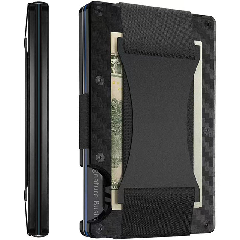 Forged Carbon Fiber Minimalist Slim Wallet Carteira for Men Cartera Tarjetero Hombre RFID Cashback Credit Card Holder Luxury