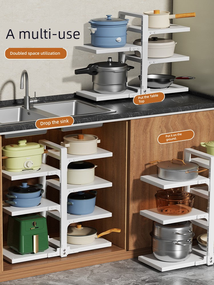 Multi-Layer Sink Cabinet Kitchen Rack for Pots