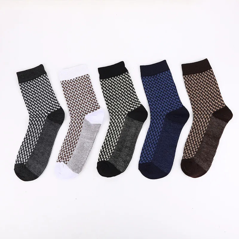 10Pcs=5 Pairs High Quality Bamboo Fiber Socks Men's Elite Casual Business Socks Wear Not Smelly Natural Antibacterial Socks