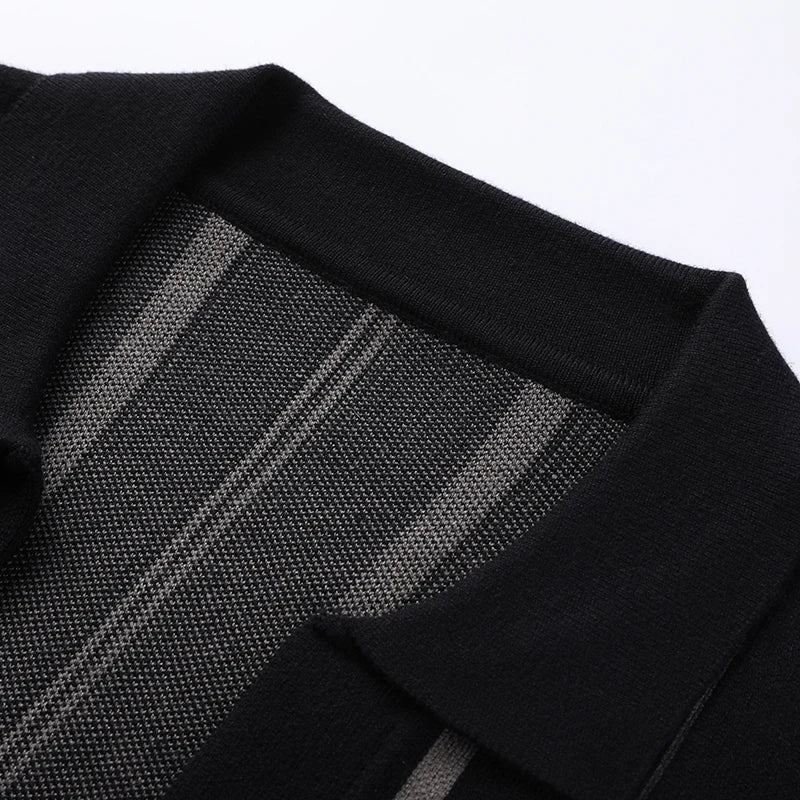 High end brand color contrast men's knitted cardigan autumn and winter new fashion exquisite stripe casual fashion sweater coat