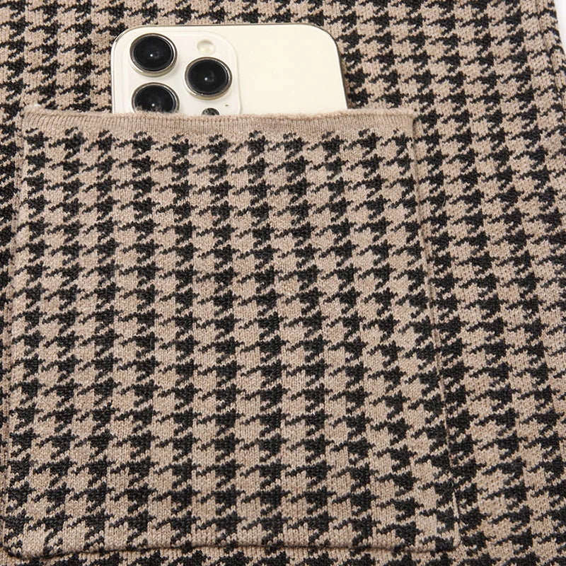 Brand Houndstooth Men Knitted Cardigan Buttonless Casual Comfortable Versatile Coats Jacket Classic Cardigans 2023 Autumn/Winter