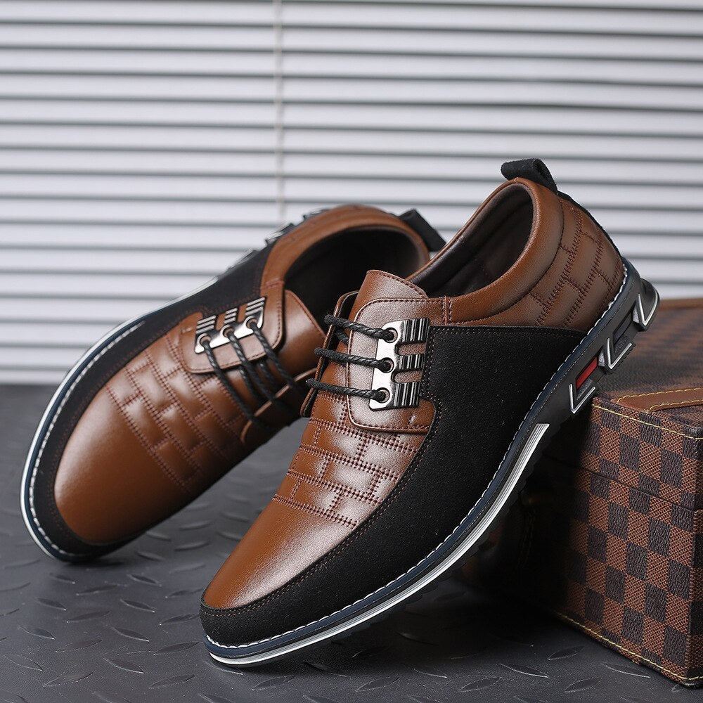 Men Shoe Sneakers Shoes Fashion Brand Classic Lace-Up Mens Casual Loafers PU Leather Black Breathable Business Brands Sneaker