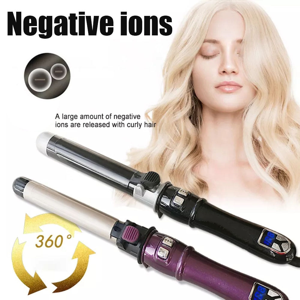 Automatic Curling Iron 360-degree Rotation Hair Curler Max 230℃ PTC Heating Ceramic Anti-scalding Design LCD Display StylingTool