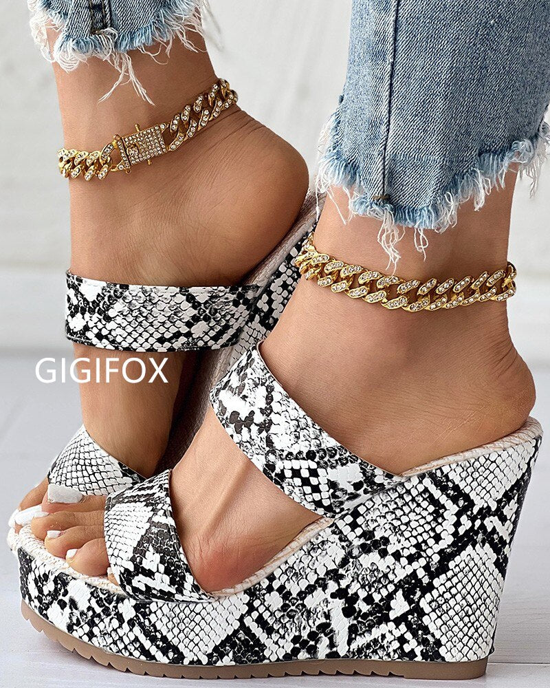 GIGIFOX Platform Super High Heels Wedges Multicolor Summer Sandals Women Slides Dress Fashion Open Toe Slippers Shoes
