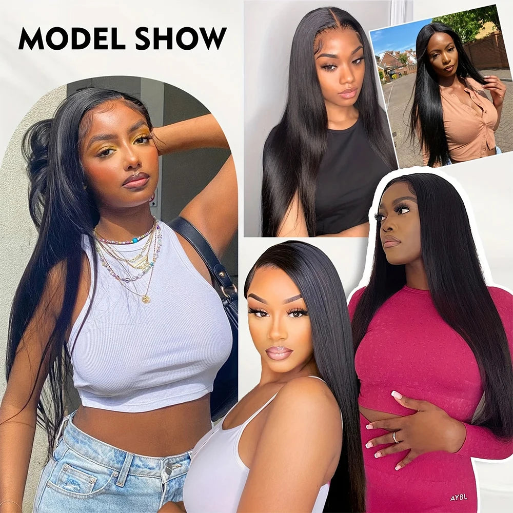 HD Transparent 13x4 13x6 Straight Lace Front Wig Brazilian Pre Plucked Lace Frontal 100% Human Hair Wigs For Women 4x4 5x5 Wig