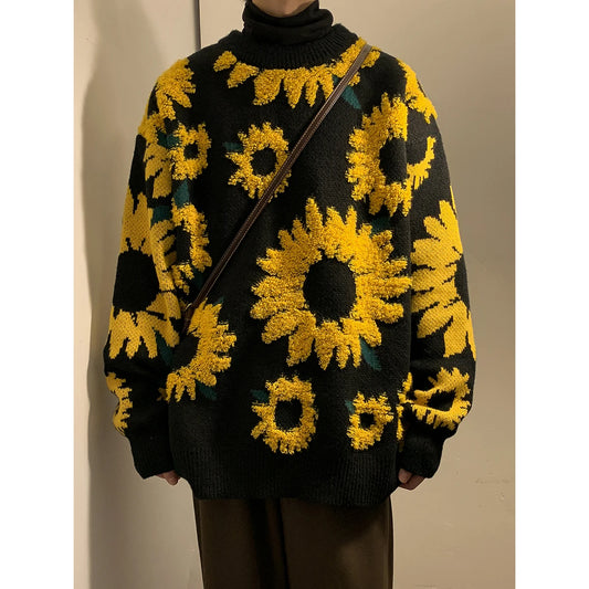 2024 Sweater Winter Sunflower Warm Sweaters  Fashion Male O-Neck Pullovers Sweater Men Loose Casual Sweater Thick Knitted Unisex