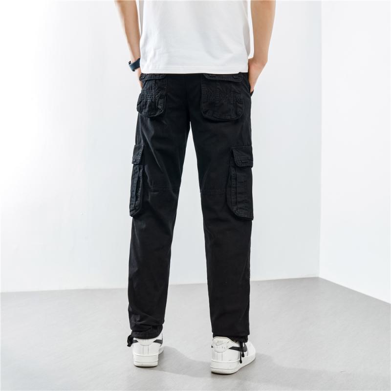 Cargo Pants Men Safari Style Multiple Pockets Causal Pants Mens Cotton Loose Trousers Military Solid Color Full Length Trousers