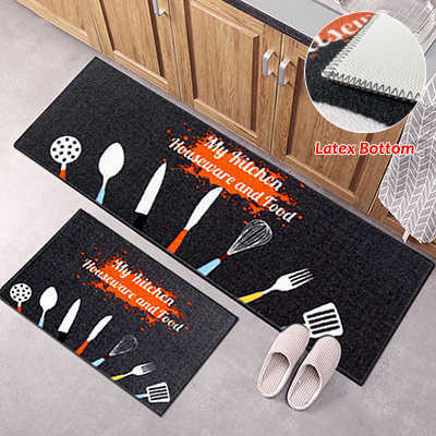 Kitchen Carpet Floor Mat 40x60cm 40x120cm Polyester Fiber Anti-Slip Kitchen Rug Home Decorative Front Door Mat Entrance Doormat