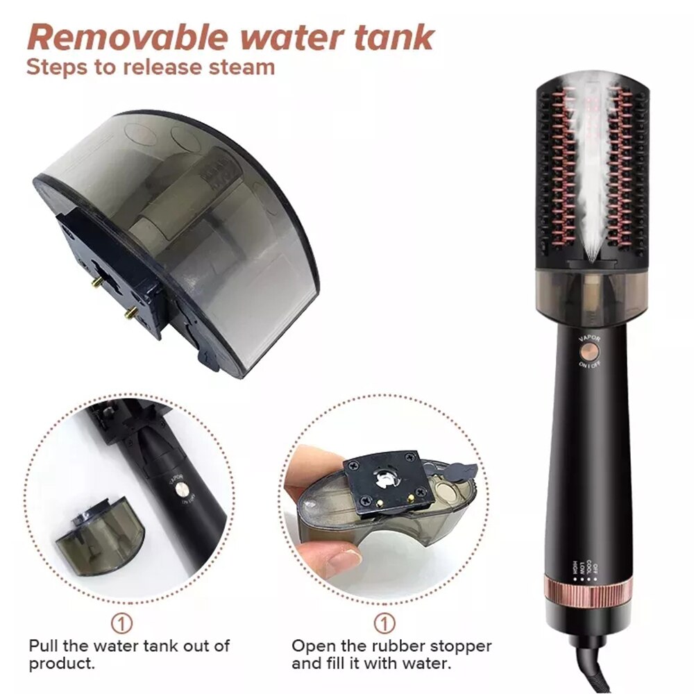 5 IN 1 Hot Air Brush Hair Straightener Electric Comb New Multifunctional Steam with 20ml Water Tank Infrared Spray Styling Tools