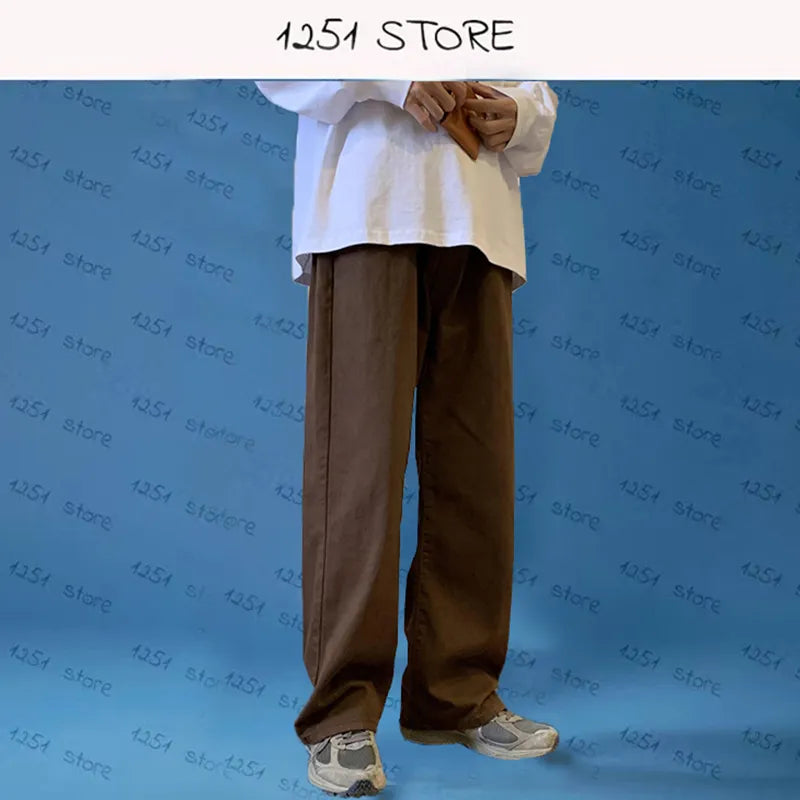 Straight Jeans Men Wide Jeans White Loose Denim Trousers Neutral Jean Streetwear Casual Pure Man Women Pants Hip Hop Bagy jeans