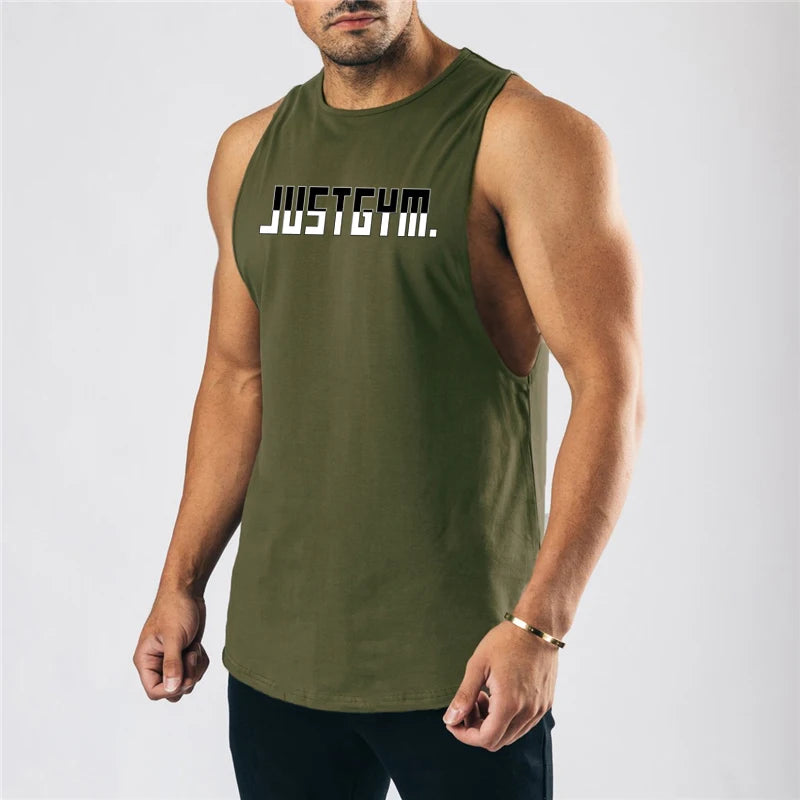 Gym Fitness Mens Bodybuilding Casual Vest Muscle Sleeveless Workout Tank Tops Summer Absorb Sweat Cotton Breathable Loose Shirt