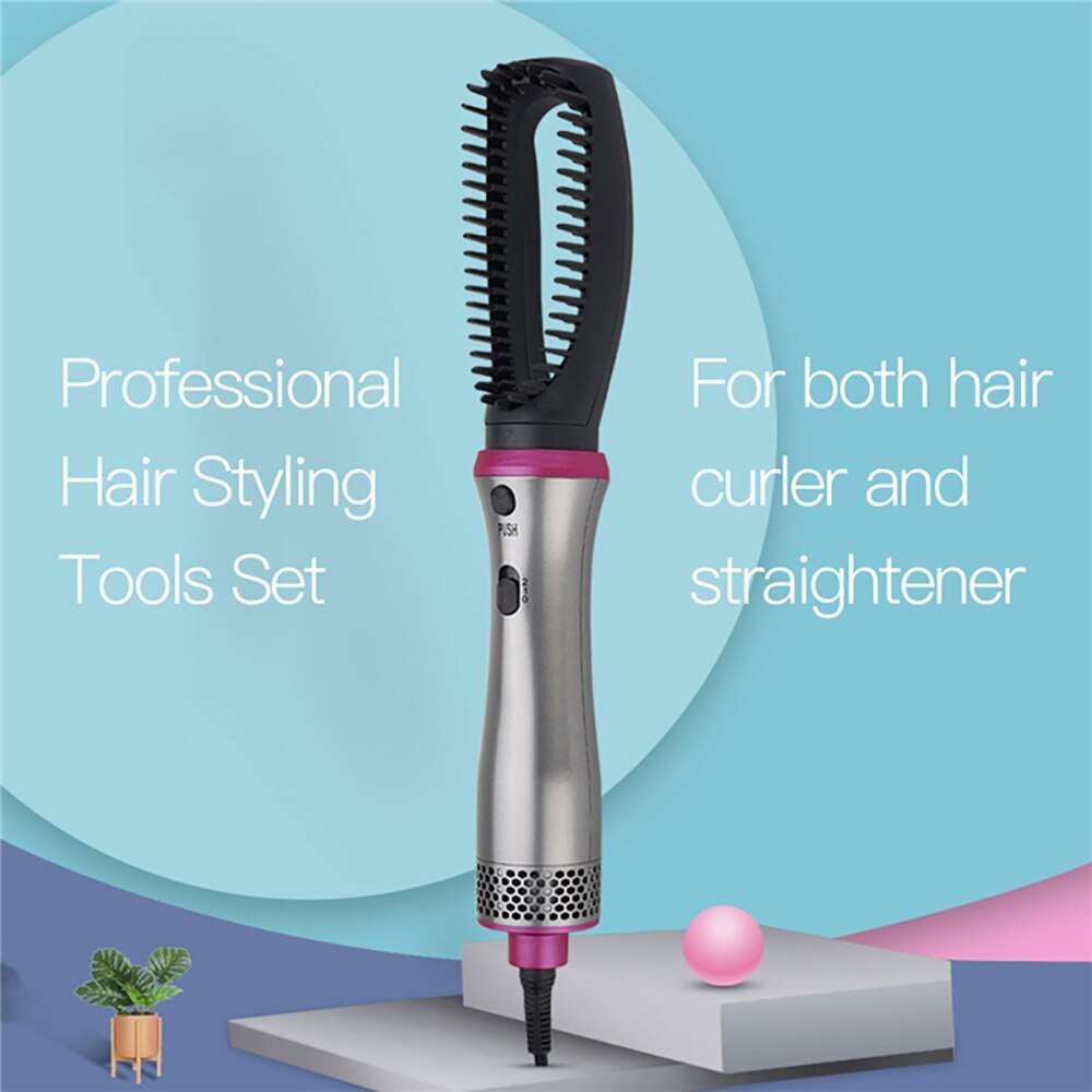One Step Hot Air Brush 5 in 1 Electric Comb Hair Straightener and Curler Replaceable Ioned Blower Dryer Anti-scald Styling Tolls