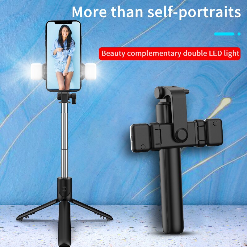 New Wireless Bluetooth Selfie Stick with Remote Control Shutter Retractable Mini Tripod Foldable with Fill Light Photo Live