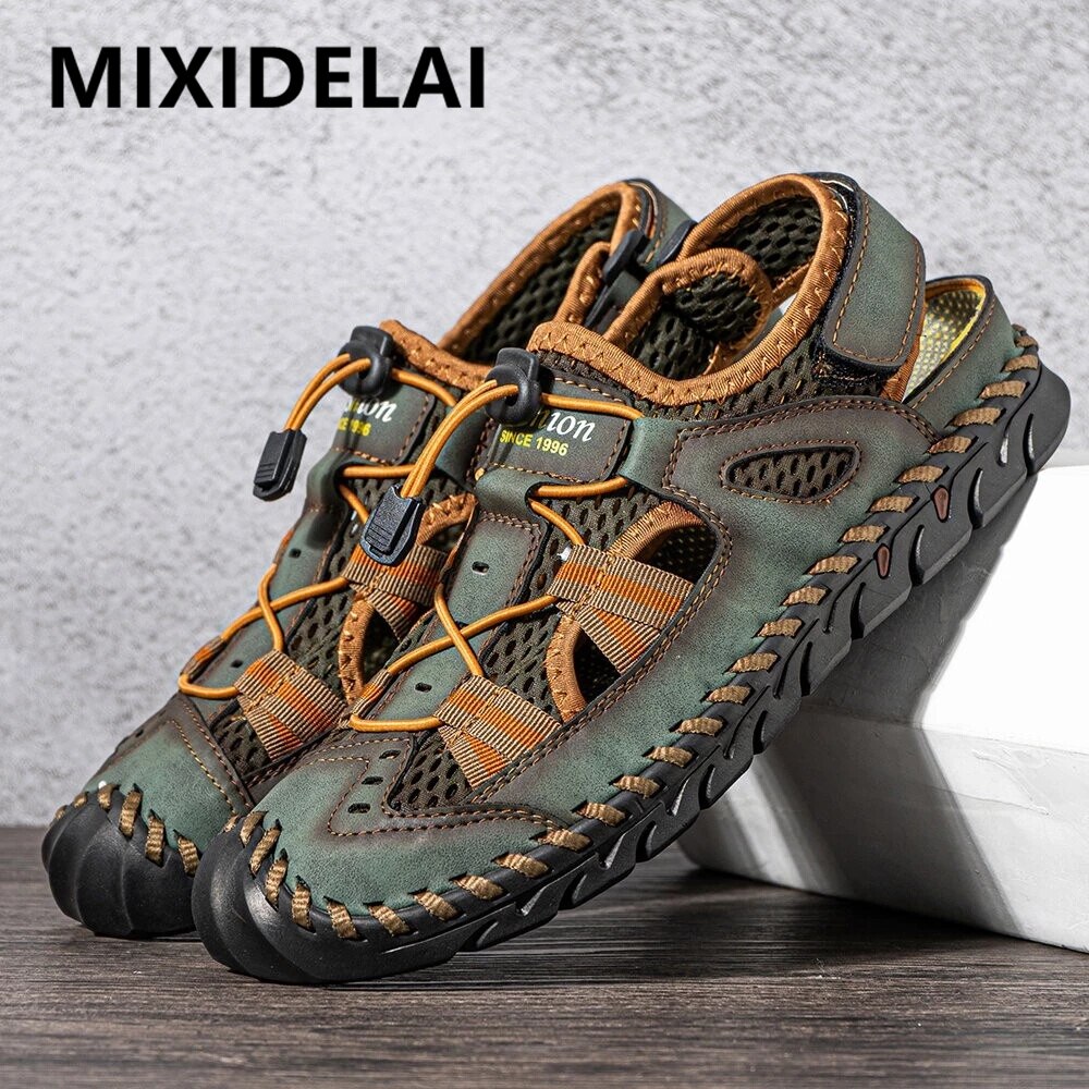 Hot Summer Men&#39;s Sandals Outdoor Mesh Sandals Soft Clogs Men Sandals Slides Handmade Dropship Sandals Roman Outdoor Slippers