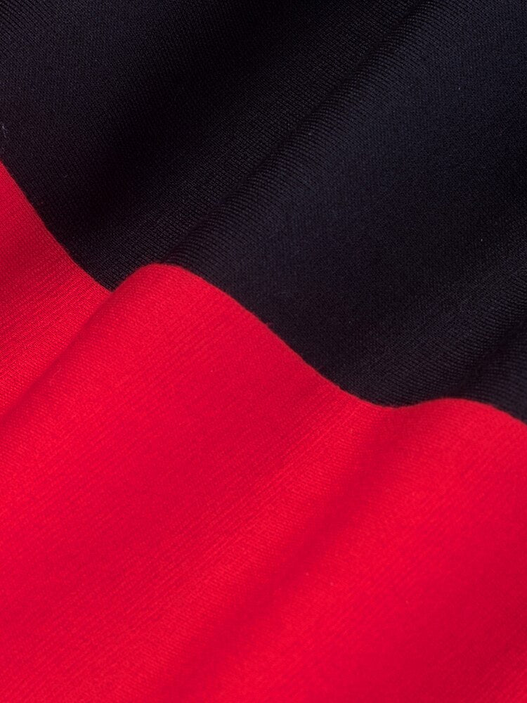 Nice-forever New Spring Elegant Stylish Contrast Color Patchwork Office Work vestidos Business Bodycon Women Dress B571