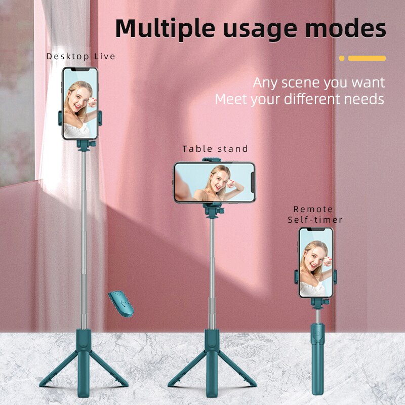 New Wireless Bluetooth Selfie Stick with Remote Control Shutter Retractable Mini Tripod Foldable with Fill Light Photo Live
