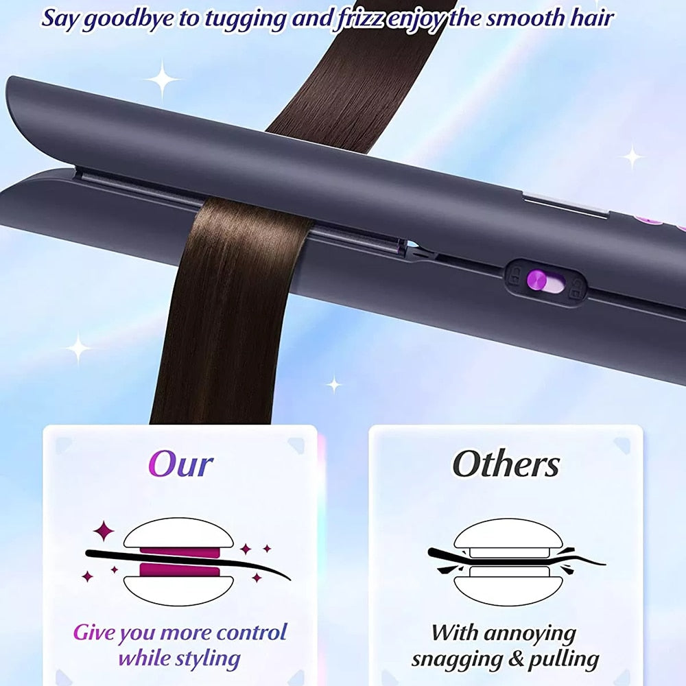 Flat Iron 2 IN 1 3D Floating Plate Roller 5000mah Wireless Hair Straightener Portable Cordless Curler Fast Heating Dry Wet Uses