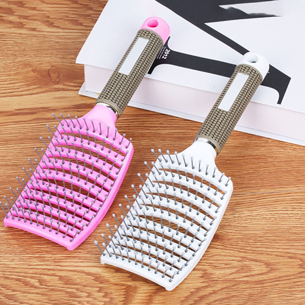 Hair Wave Brush for Salon New Scalp Massage Swept Back Curved Comb Bristle&amp;Nylon Women Man Wet Curly Detangle Styling Tools
