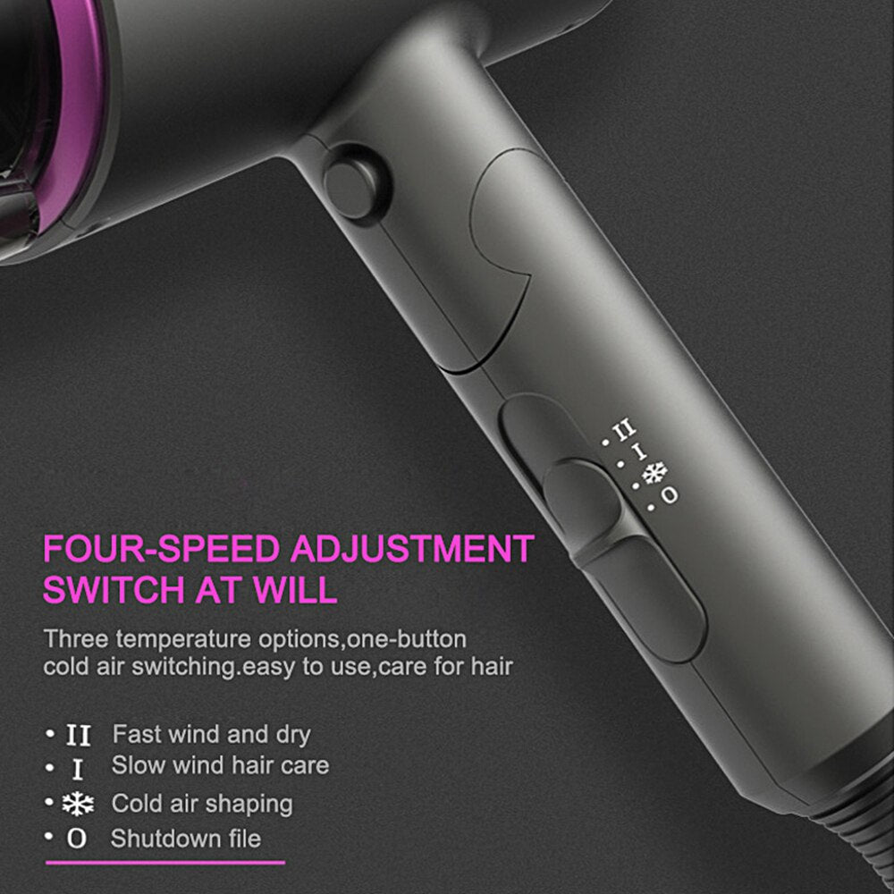 Travel Hair Dryer Folding Negative Ion Blower 1800W Portable Light Weight Compact Size Quiet Small Drys Quickly with 2 Nozzles