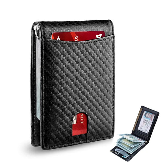 Rfid Carbon Fiber Men Wallets Card Holder Money Bag Slim Thin Mini Wallet Male Small Short Purse Black Walet Billfold Vallet