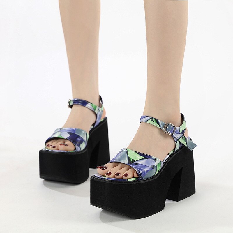 GIGIFOX Cover Toe Women Platform Chunky Heel Slides Sandals Slip On Cutout Goth Punk Style Casual Outdoor Mules Shoes Summer New