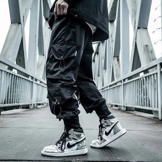 HOUZHOU Black Cargo Pants Men Joggers Hip Hop Techwear Pants Hippie Cargo Trousers for Men Streetwear Plus Size Pockets Oversize