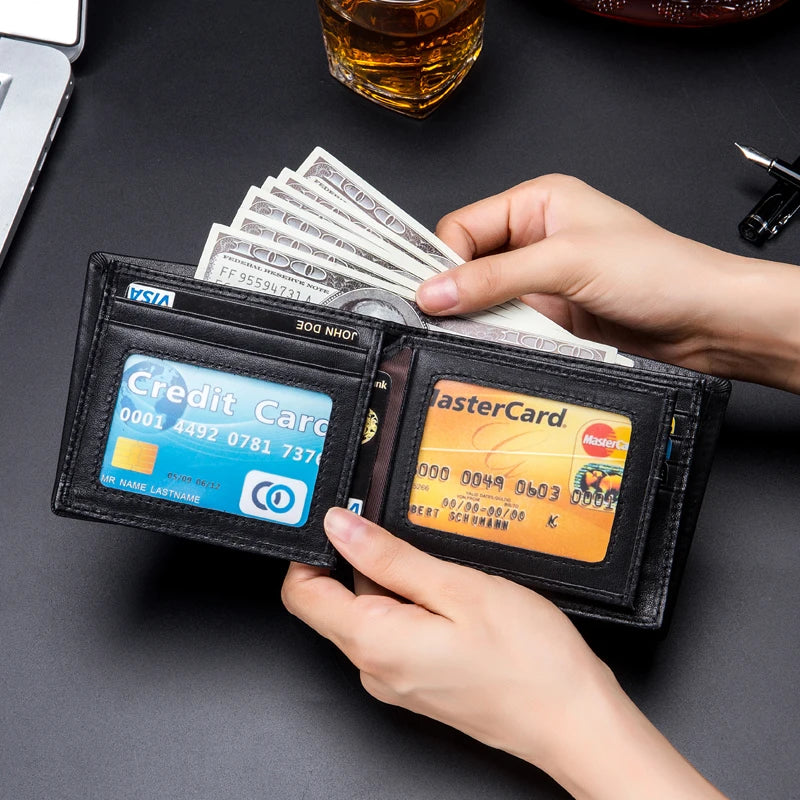 BULLCAPTAIN Wallet men's leather first layer cowhide driver's license photo album wallet RFID anti-scanning shielding wallet