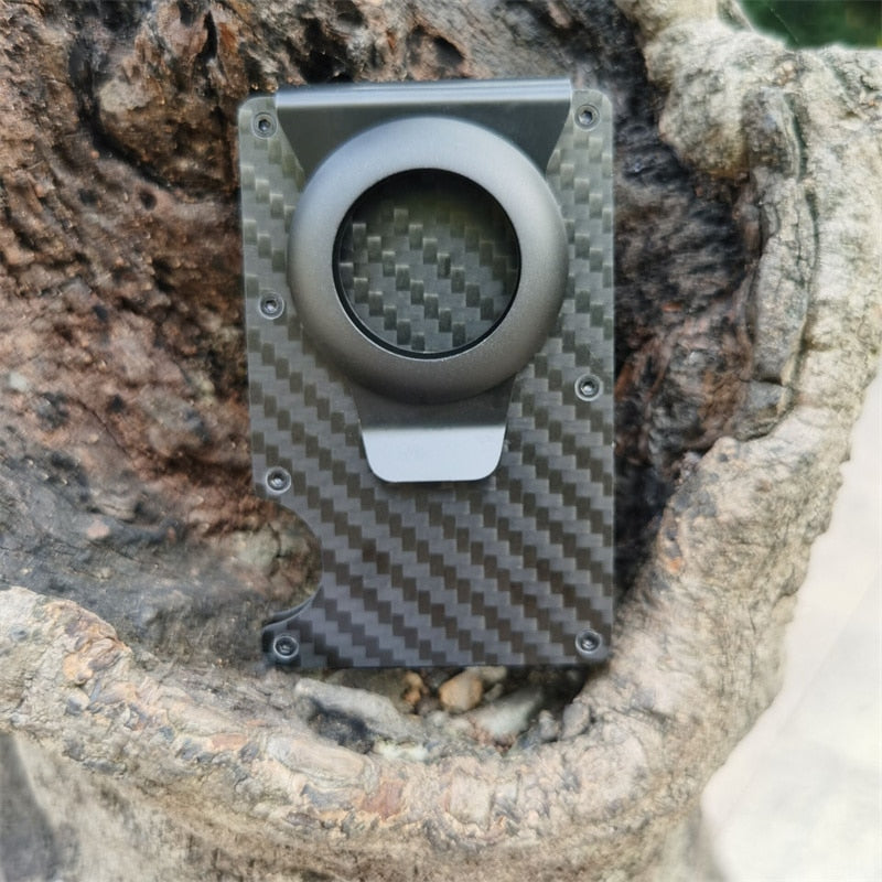 Airtag Apple Card Holder Rfid Aluminum Case Metal Wallet Credit ID Men Slim Business Cardholder Cash Strap Air Tag Carbon Fiber