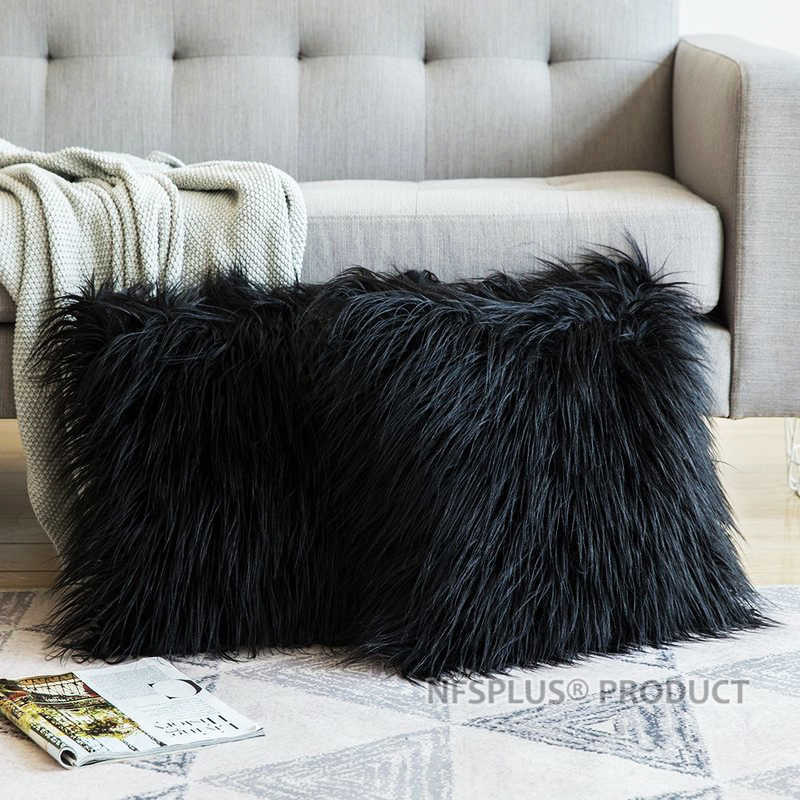 Plush Cushion Cover Pillowcase for Sofa Chair 43x43cm White Black Red Purple Green Grey Home Decorative Throw Pillow Case Covers