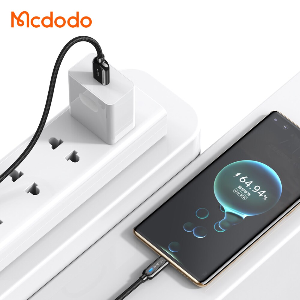 Mcdodo 1M/1.5M Auto Power Off Original Smart Usb C QC4.0 3.0 Fast Quick Charge Smart Type C Date Cable for Android Devices