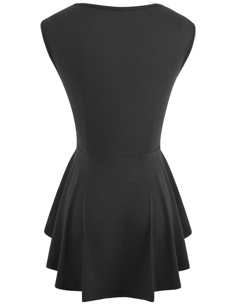 Nice-Forever Casual Round Neck Pure Color t-shirts Sleeveless Women Summer Ruffle Tees tops T041