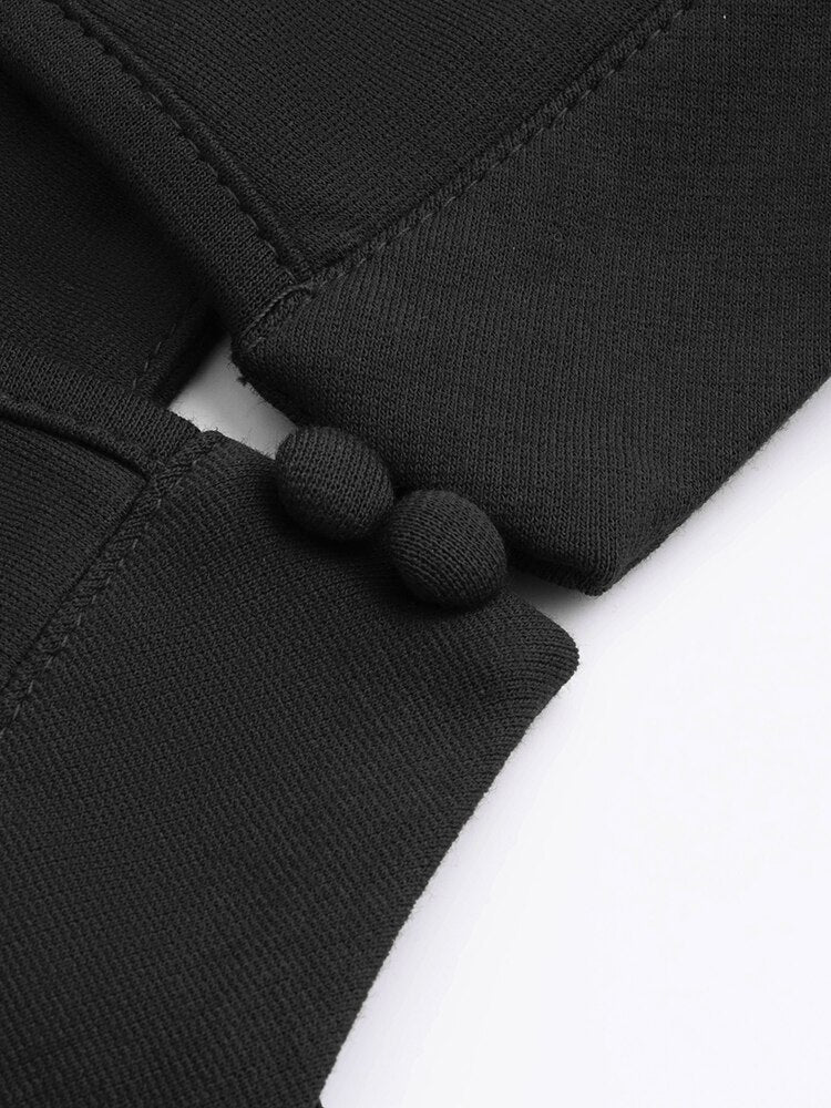 Nice-Forever Autumn Women Classy Stand Collar Plain Dresses Formal Party Elegant Mermaid Dress B741